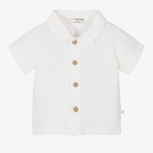 1 + in the family-Chemise ivoire en coton garçon | Childrensalon Outlet