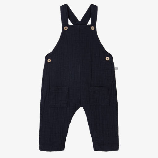 1 + in the family-Boys Navy Blue Cotton Dungarees | Childrensalon Outlet