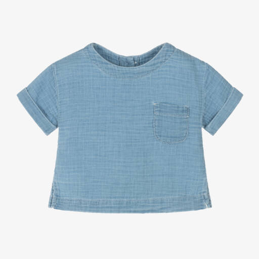 1 + in the family-Boys Sky-Hue Muslin Tee | Childrensalon Outlet