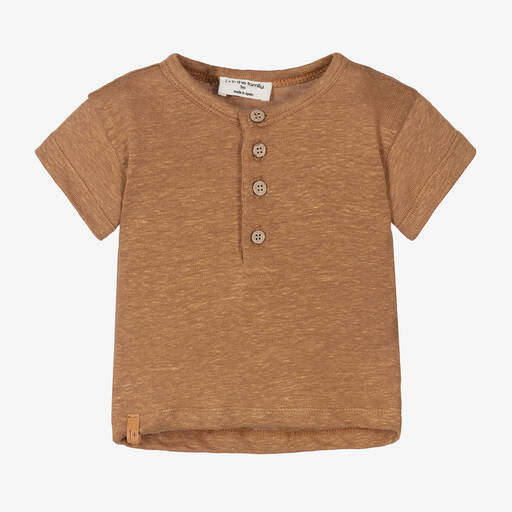 1 + in the family-Dark Beige Linen T-Shirt | Childrensalon Outlet