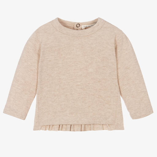 1 + in the family-Girls Beige Cotton Jersey Top | Childrensalon Outlet