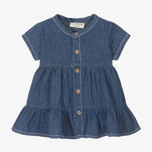 1 + in the family-Girls Blue Chambray Dress | Childrensalon Outlet