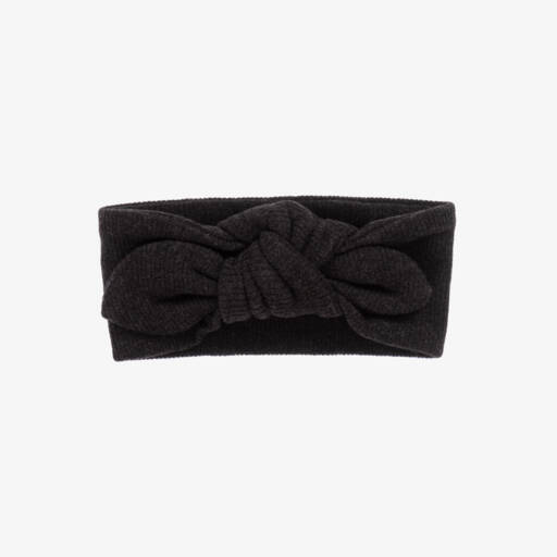 1 + in the family-Girls Charcoal Knit Bow Headband | Childrensalon Outlet