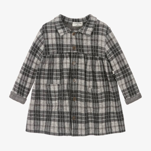 1 + in the family-Girls Charcoal Plaid Cotton Dress | Childrensalon Outlet