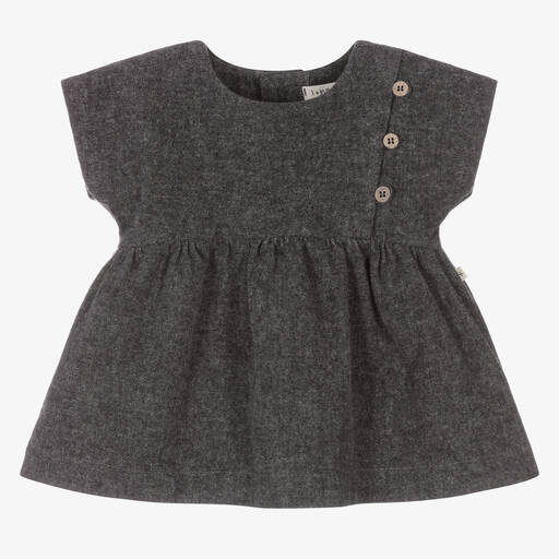 1 + in the family-Girls Grey Cotton Dress | Childrensalon Outlet