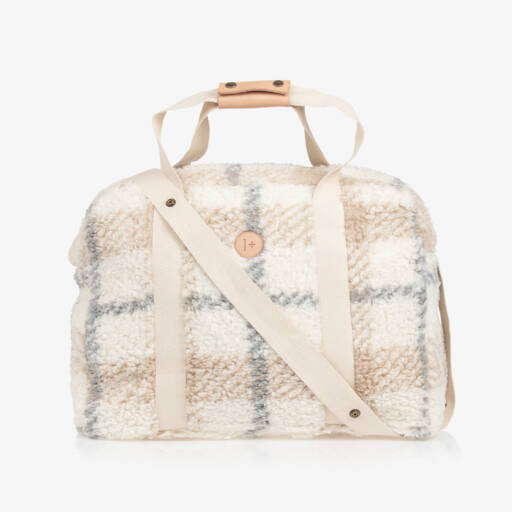 1 + in the family-Girls Ivory Check Fleece Baby Bag | Childrensalon Outlet