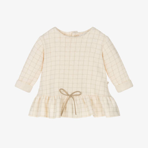 1 + in the family-Girls Ivory Checked Knit Dress | Childrensalon Outlet