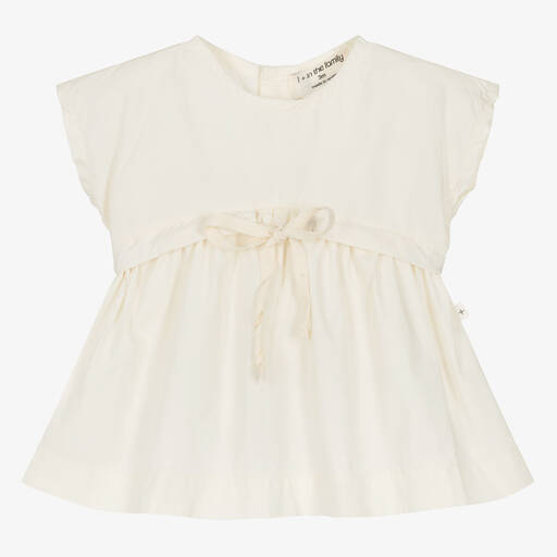 1 + in the family-Girls Ivory Cotton Poplin Dress | Childrensalon Outlet