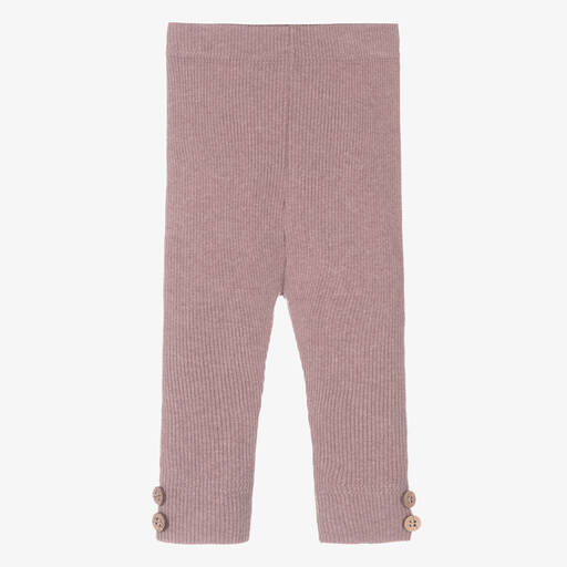 1 + in the family-Girls Mauve Purple Ribbed Cotton Leggings | Childrensalon Outlet