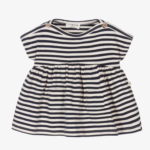 1 + in the family-Girls Navy Blue Striped Dress | Childrensalon Outlet