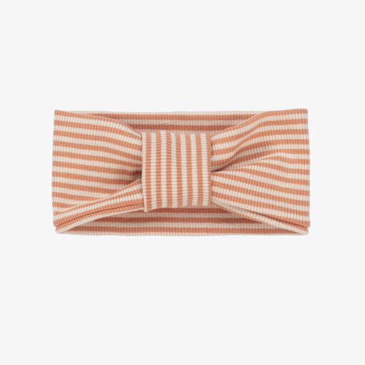 1 + in the family-Girls Pink & Ivory Cotton Bow Headband | Childrensalon Outlet
