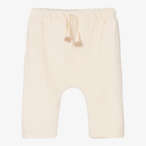 1 + in the family-Ivory Cotton Baby Trousers | Childrensalon Outlet