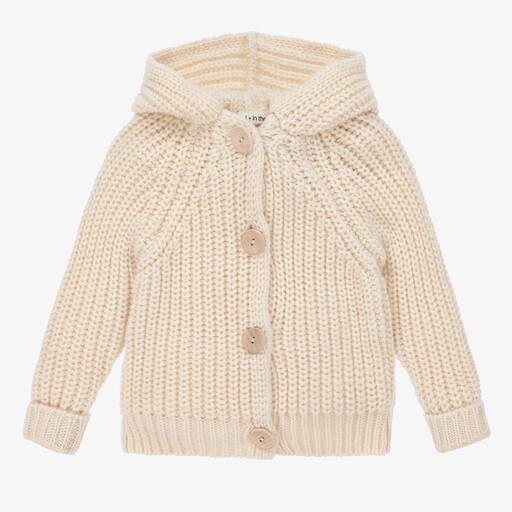 1 + in the family-Ivory Hooded Cable Knit Cardigan | Childrensalon Outlet