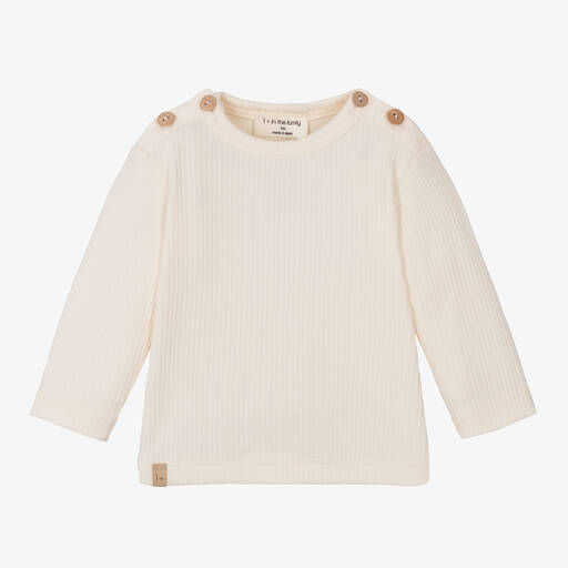 1 + in the family-Ivory Ribbed Cotton Jersey Top | Childrensalon Outlet