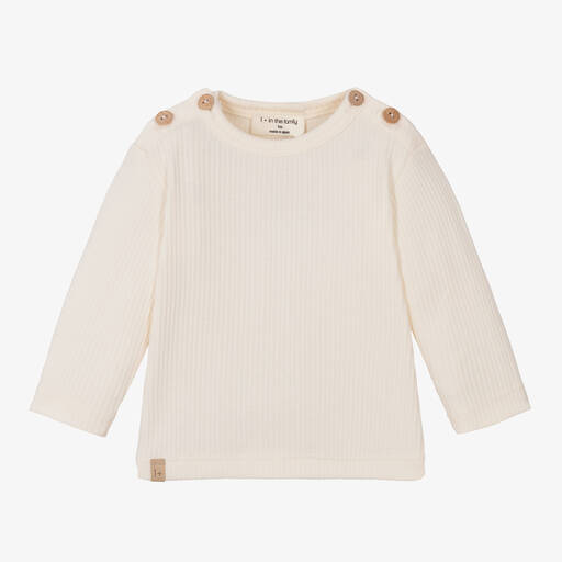 1 + in the family-Кремовый топ из хлопкового джерси в рубчик | Childrensalon Outlet