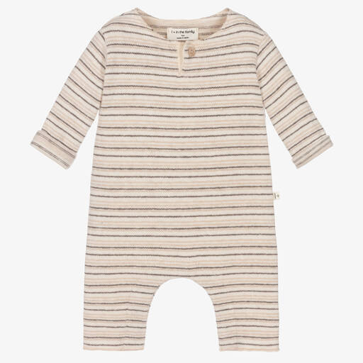 1 + in the family-Ivory Striped Cotton Romper | Childrensalon Outlet