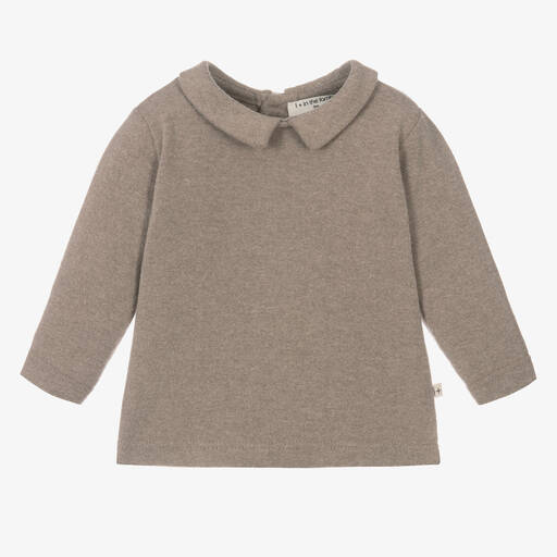 1 + in the family-Taupe Brown Cotton Jersey Top | Childrensalon Outlet