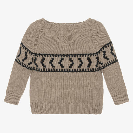 1 + in the family-Taupe Brown Knitted Sweater | Childrensalon Outlet