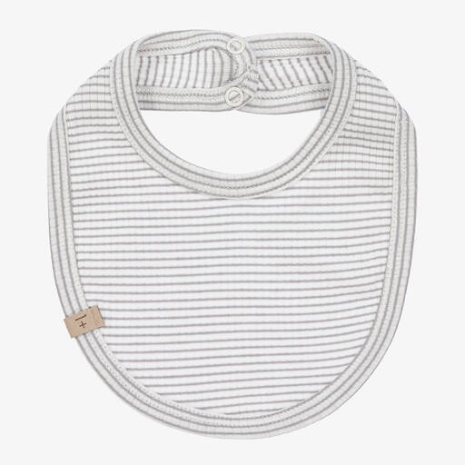 1 + in the family-White & Grey Stripe Baby Bib | Childrensalon Outlet