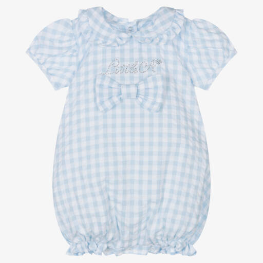 A Dee-Baby Girls Blue Cotton Gingham Shortie | Childrensalon Outlet