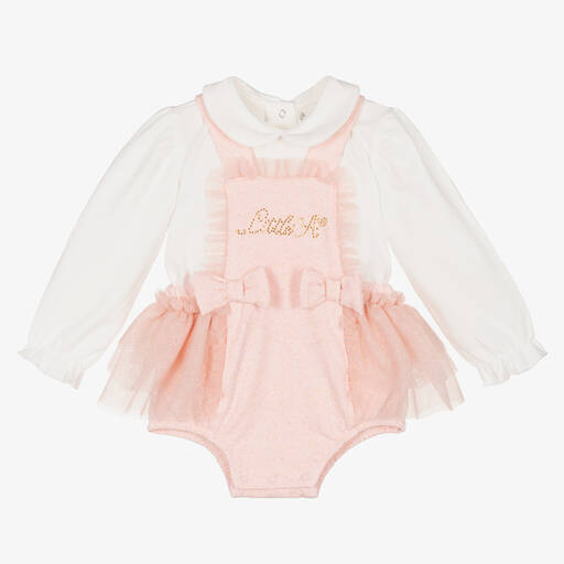 A Dee-Baby Girls Pink Cotton Shortie Set | Childrensalon Outlet