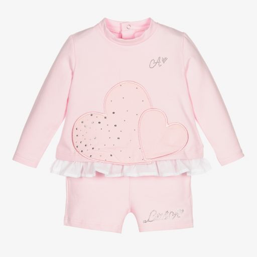 A Dee-Baby Girls Pink Shorts Set | Childrensalon Outlet
