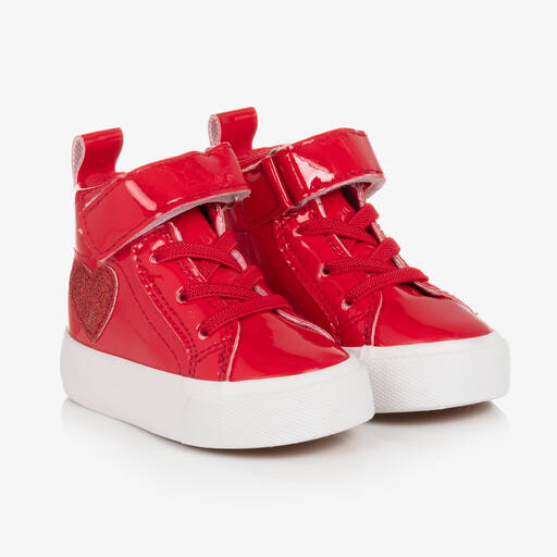A Dee-Baby Girls Red Faux Leather Trainers | Childrensalon Outlet