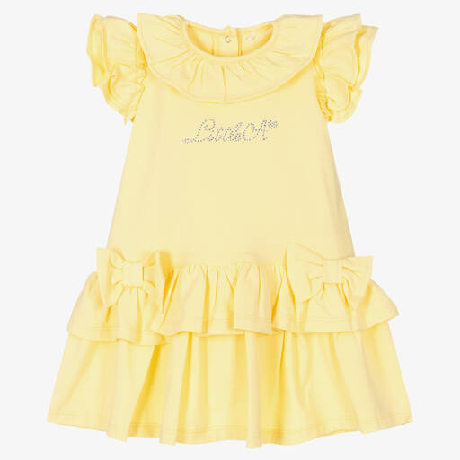 A Dee-Baby Girls Yellow Ruffle Dress | Childrensalon Outlet