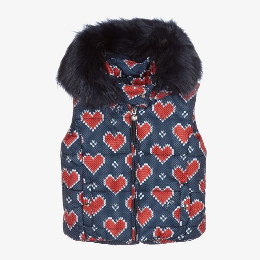 A Dee-Blue & Red Heart Padded Gilet | Childrensalon Outlet
