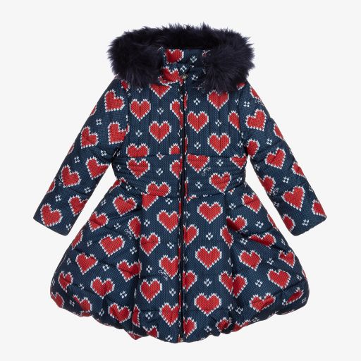 A Dee-Blue & Red Heart Puffer Coat | Childrensalon Outlet