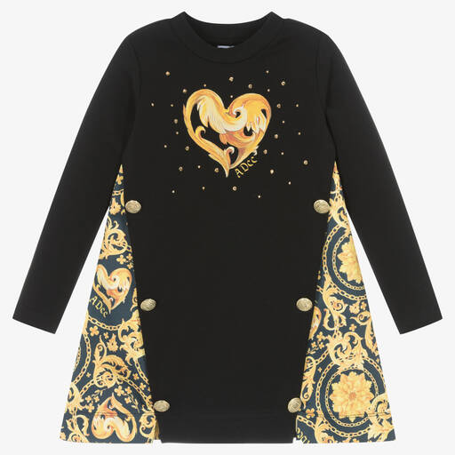 A Dee-Черно-золотистое платье из хлопка | Childrensalon Outlet