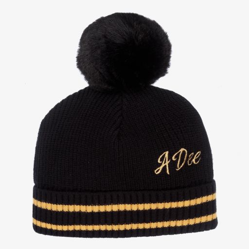 A Dee-Girls Black Knitted Hat | Childrensalon Outlet