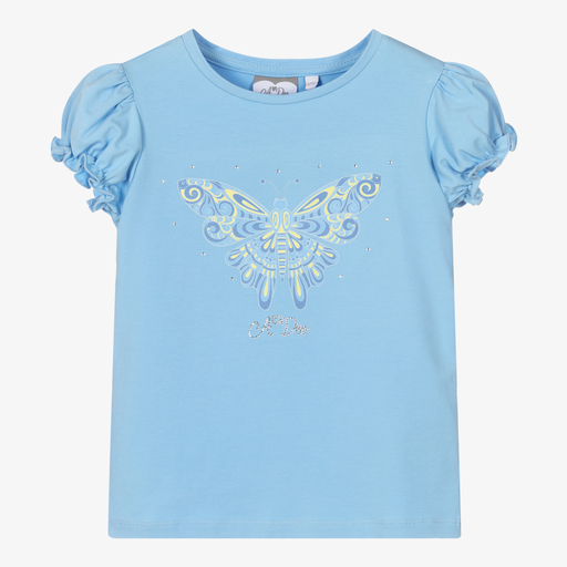 A Dee-Girls Blue Butterfly T-Shirt | Childrensalon Outlet