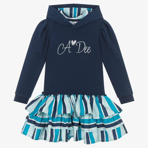 A Dee-Синее платье-свитшот с капюшоном | Childrensalon Outlet