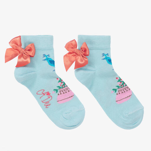 A Dee-Girls Blue Knitted Ankle Socks | Childrensalon Outlet