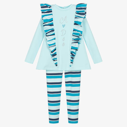 A Dee-Голубой топ и легинсы в полоску | Childrensalon Outlet