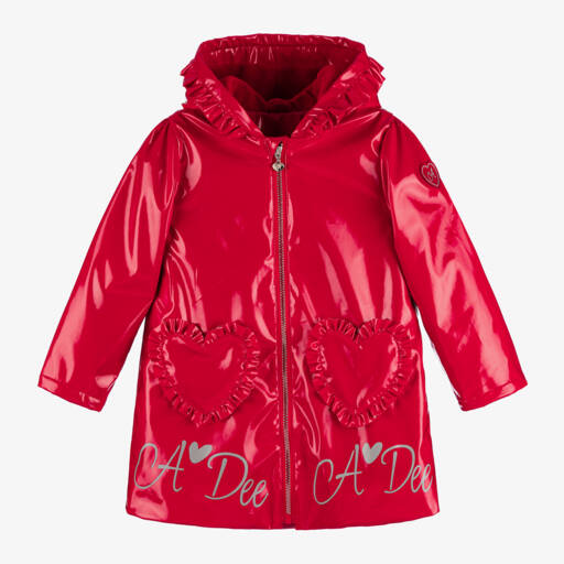 A Dee-Girls Crimson Hooded Raincoat | Childrensalon Outlet