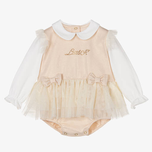 A Dee-Girls Gold Cotton & Tulle Shortie | Childrensalon Outlet