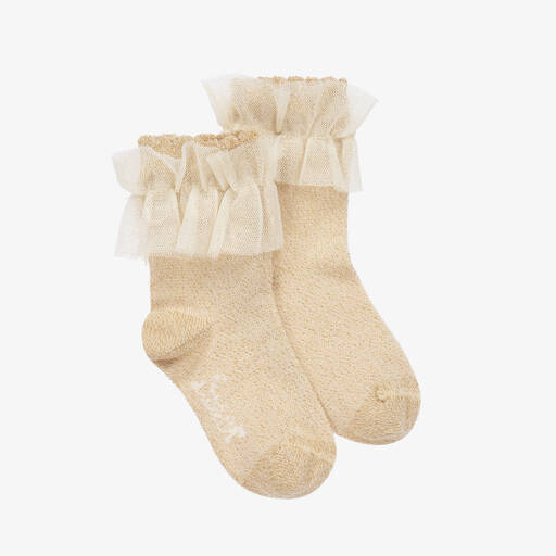 A Dee-Girls Gold Frilly Socks | Childrensalon Outlet