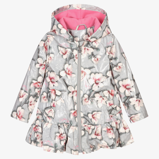 A Dee-Girls Grey Floral Raincoat | Childrensalon Outlet