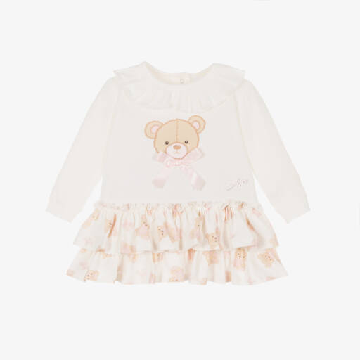 A Dee-Girls Ivory Bear Print Dress | Childrensalon Outlet