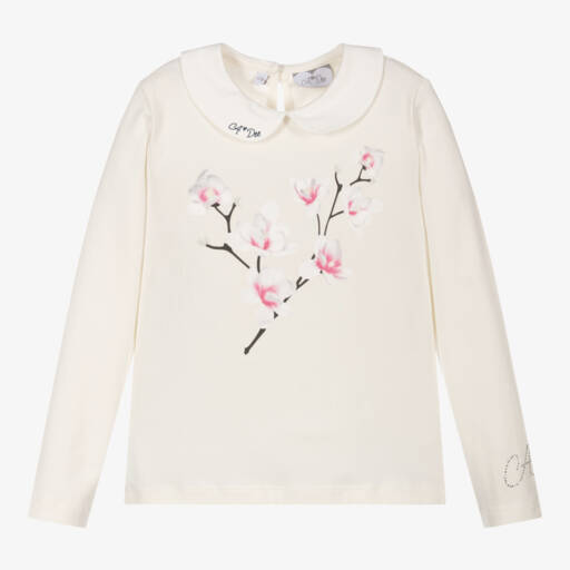 A Dee-Girls Ivory Cotton Magnolia Top | Childrensalon Outlet