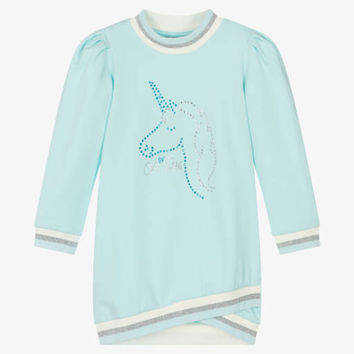A Dee-Girls Light Blue Unicorn Sweatshirt Dress | Childrensalon Outlet
