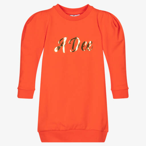A Dee-Girls Orange Cotton Sweatshirt Dress | Childrensalon Outlet
