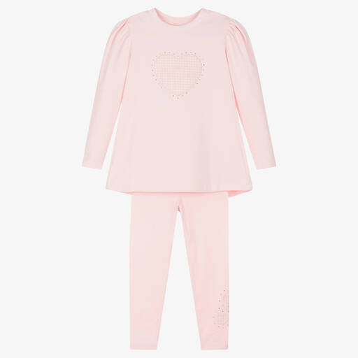 A Dee-Girls Pale Pink Cotton Leggings Set | Childrensalon Outlet