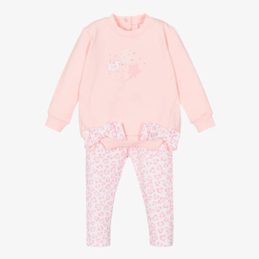 A Dee-Girls Pink Cotton Balloon Leggings Set | Childrensalon Outlet