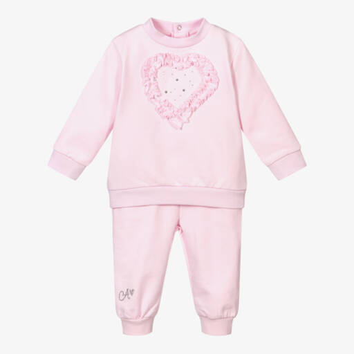 A Dee-Girls Pink Cotton Heart Tracksuit | Childrensalon Outlet