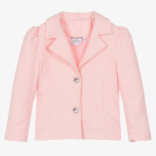A Dee-Girls Pink Cotton Houndstooth Blazer | Childrensalon Outlet