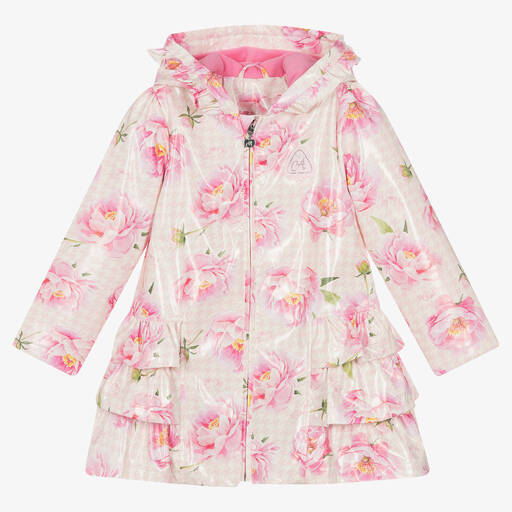 A Dee-Girls Pink Floral Frilled Raincoat | Childrensalon Outlet