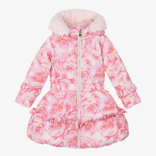 A Dee-Girls Pink Floral Puffer Coat | Childrensalon Outlet